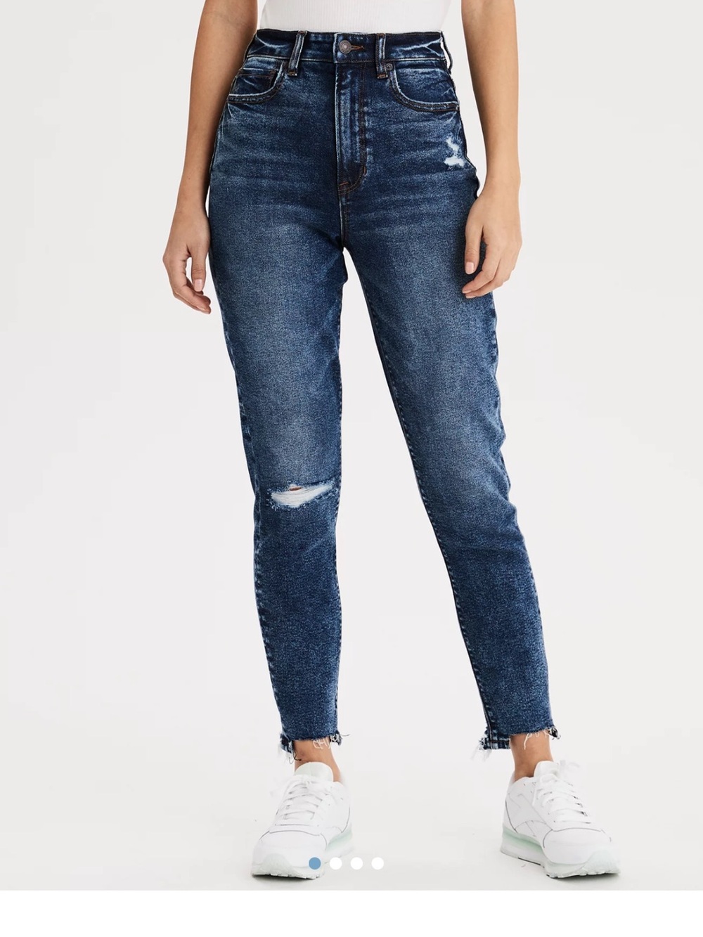 American Eagle Outfitters High-Rise Dark Indigo Distressed Skinny Jeans